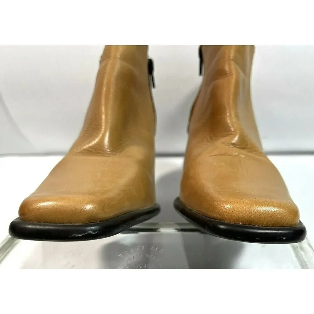 Y2K Anthropologie Sixty Seven 67 Tan High Heel Ankle Booties Square Toe Skinny H